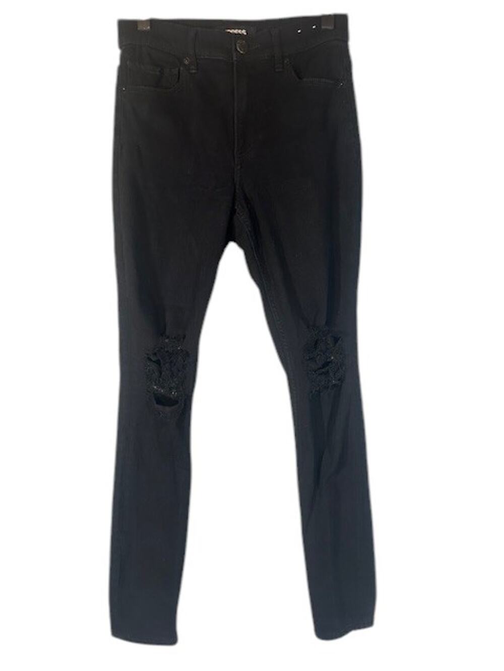 Express Women’s Black Ripped High-Rise Stretch Skinny Jeans Size 6